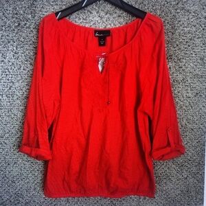Lane Bryant Bright Red Peasant Top
